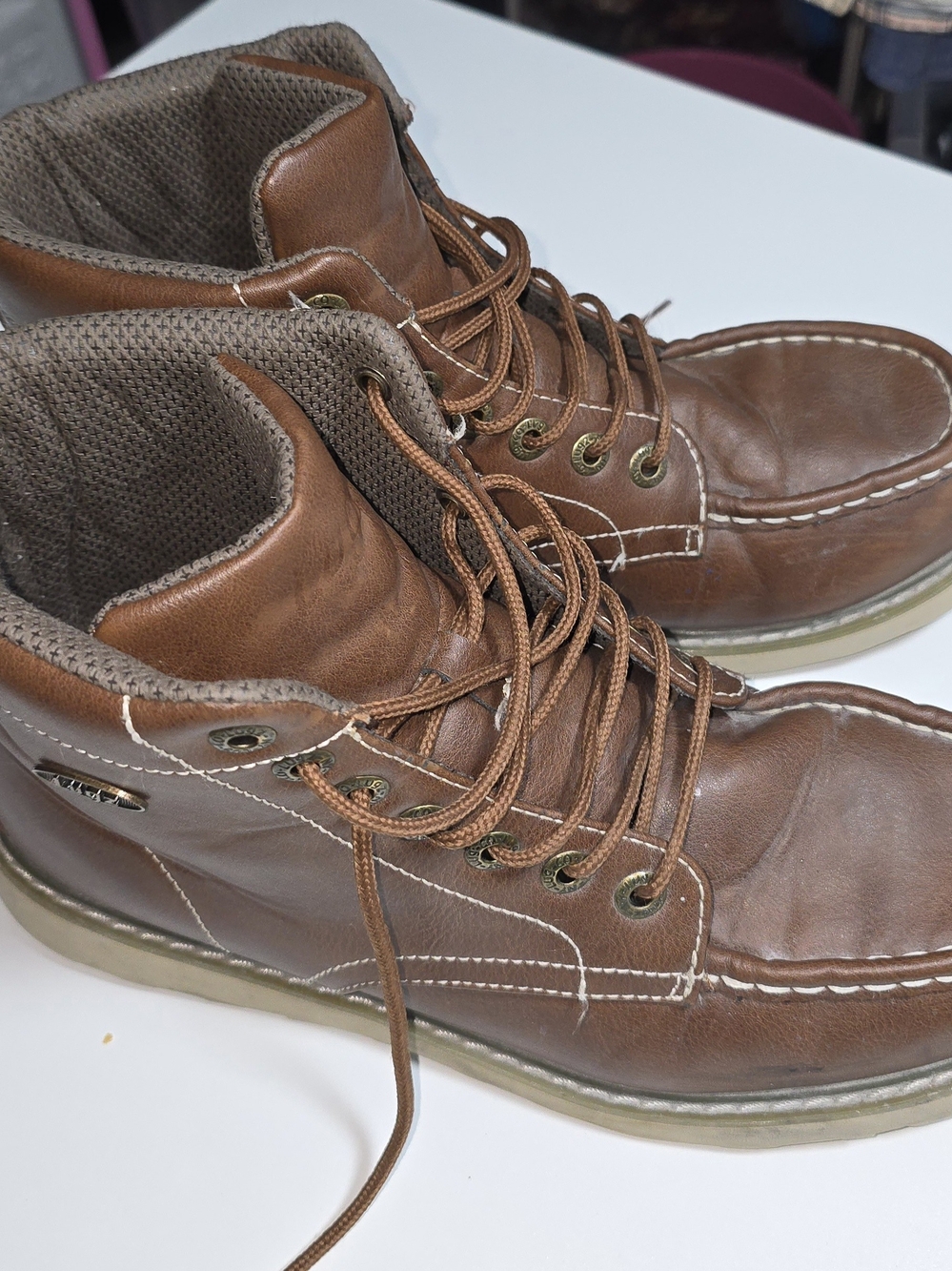 Lugz Men's Brown Leather Lace-Up Boots Size 10
